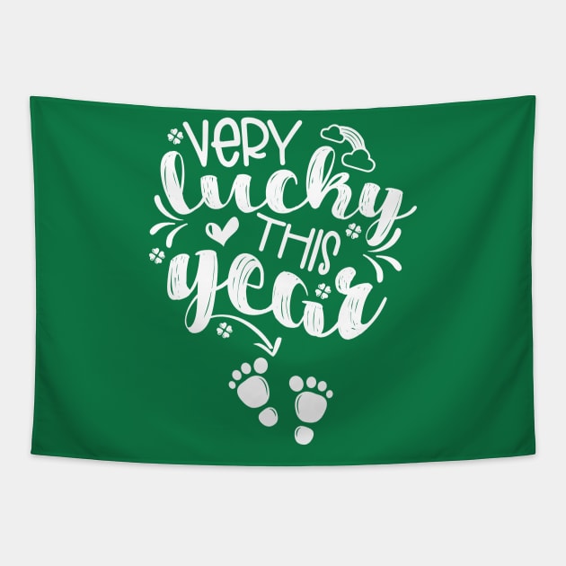 St Patrick's Day Pregnancy Announcement Very Lucky This Year Tapestry by TheBlackCatprints