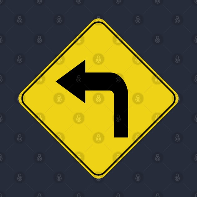 Caution Road Sign Left Turn Arrow by shanestillz