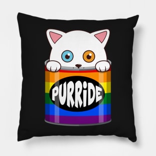 Funny White Cat Gay Pride Pillow