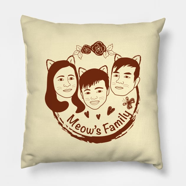 Cats Meow Family Pillow by juliewu