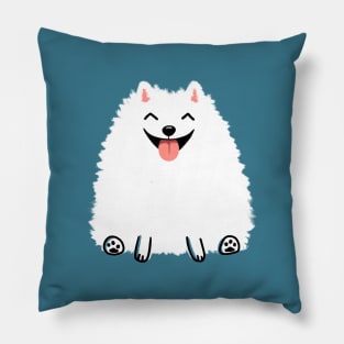 Cute White Pomeranian Cartoon Dog Pillow