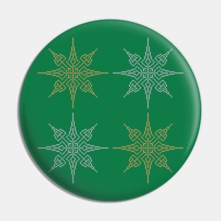 Pixel Snowflake Pattern Style 1 in Silver and Gold Pin