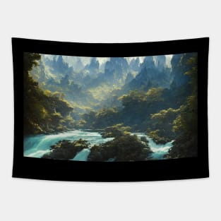 Picture Mountain River Landscape Tapestry