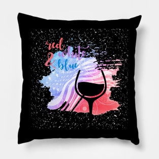 Red White Blue Red Wine Tee Tshirt Pillow