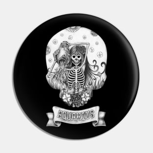 Zodiac aquarius skull. Pin