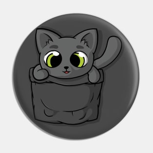 Cute Black Pocket Cat Pin