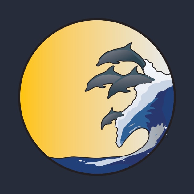 Dolphins riding wave by ThinkingSimple