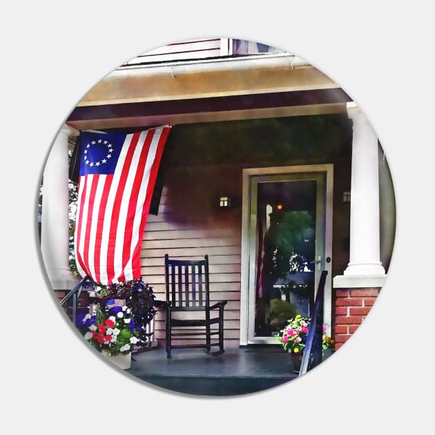 House with Betsy Ross Flag Pin by SusanSavad