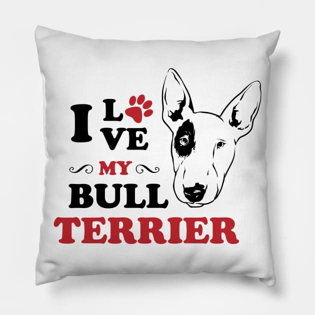 I Love My Bull Terrier Pillow by CB Creative Images