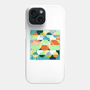 Abstract Mid Century Circles Pattern in Marbled Paper Phone Case