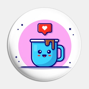 Cute Coffee With Love Sign Cartoon Vector Icon Illustration Pin