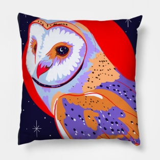 Barn Owl, Red Moon Pillow