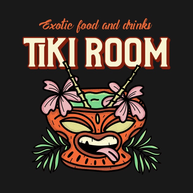 Tiki Bar Tiki Room Hawaii Hawaiian  Polynesian cocktail by Tip Top Tee's