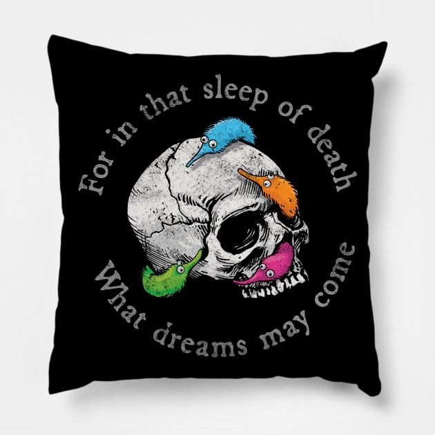 Worms on a String on a Skull with Shakespeare Quote Pillow by CTKR Studio