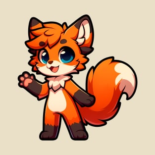 Cute Chibi Fox Anthro Furry Art T-Shirt