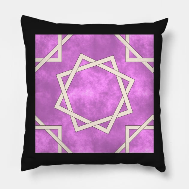 Octagrams on Pink Clouds Pattern Pillow by SolarCross