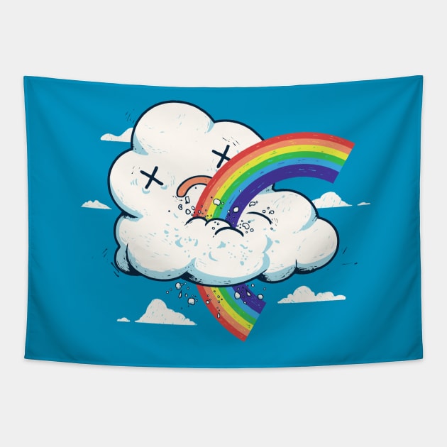 Cloud Hates Rainbow T Shirt Tapestry by RonanLynam
