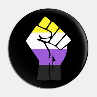 Black Lives Matter Fist LGBT Non-Binary Flag Pin