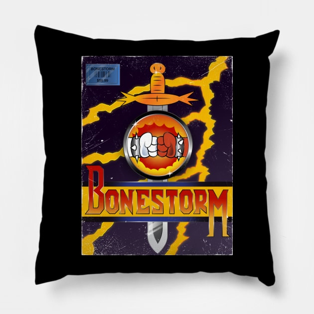 Bonestorm Cover Vintage Pillow by demonigote