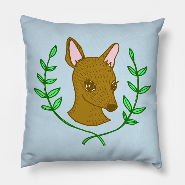 A Sweet Deer In Nature Pillow by Tessa McSorley