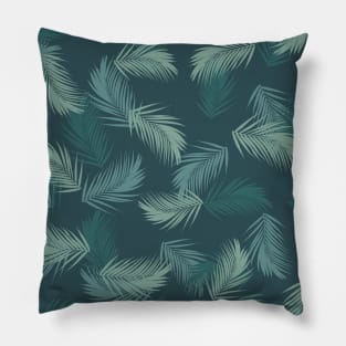 Teal Leaves Camouflage Pattern Pillow