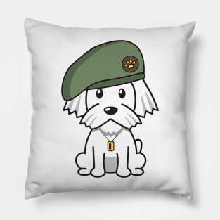 Green Beret white dog Pillow