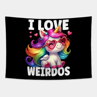 I Love Weirdos Unicorn Tapestry