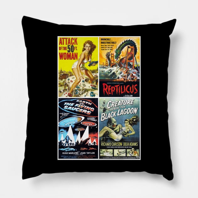 50s Sci-fi Poster Art Pillow by RockettGraph1cs