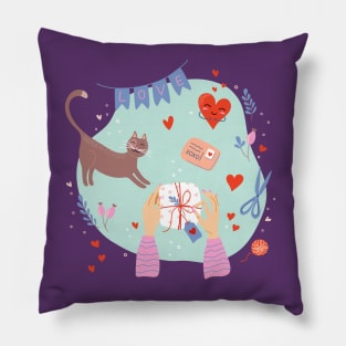 Cute February 14 composition Pillow