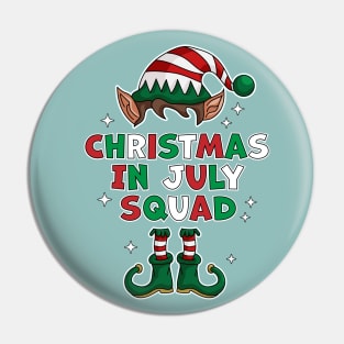 Christmas In July Squad Funny Summer Xmas Elf Pin