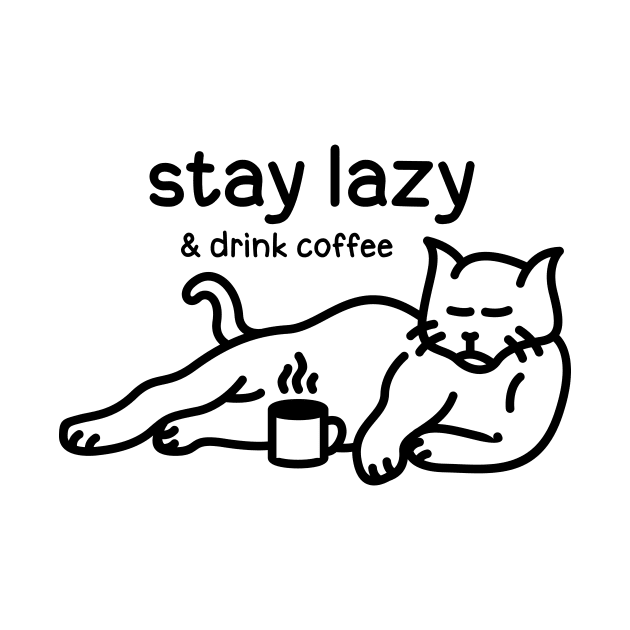 Lazy Cat Drink Coffee 1 by VEKTORKITA