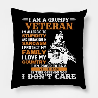 i am a grumpy veteran Pillow