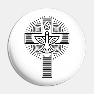 Christian cross and dove - a symbol of the Spirit Pin