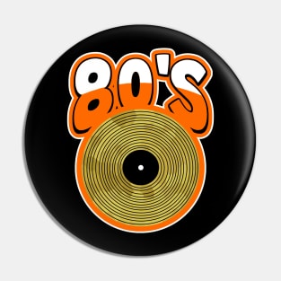 RETRO 1980 Orange Vinyl Record Pin