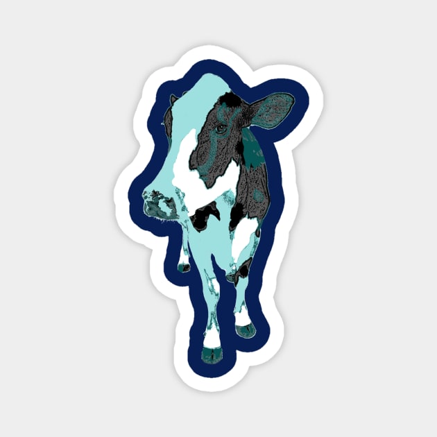 Cow Blue Magnet by KA Textiles and Designs