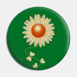 Spring and Summer Blooms: Sunflower Daisy Heart Pattern Pin