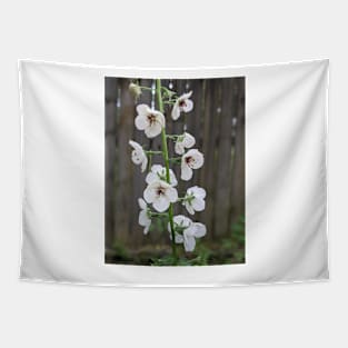 Tower of White Flowers Against a Fence Photographic Image Tapestry
