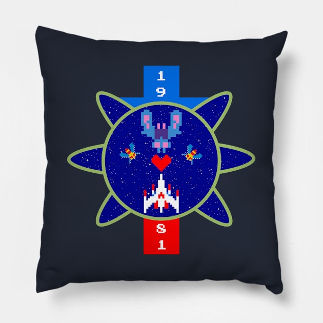 Galaga Love! Pillow by wanderlust untapped