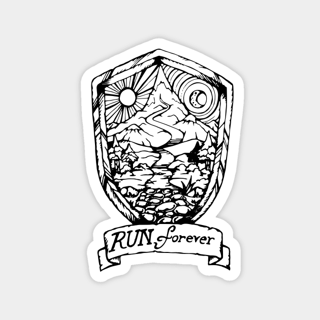 Run Forever Sun and Moon, Day and Night Emblem Magnet by bangart