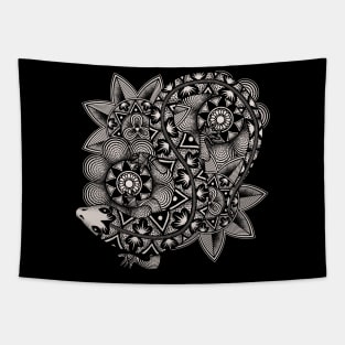 Zentangle Salamander and Flowers Mandala Tapestry