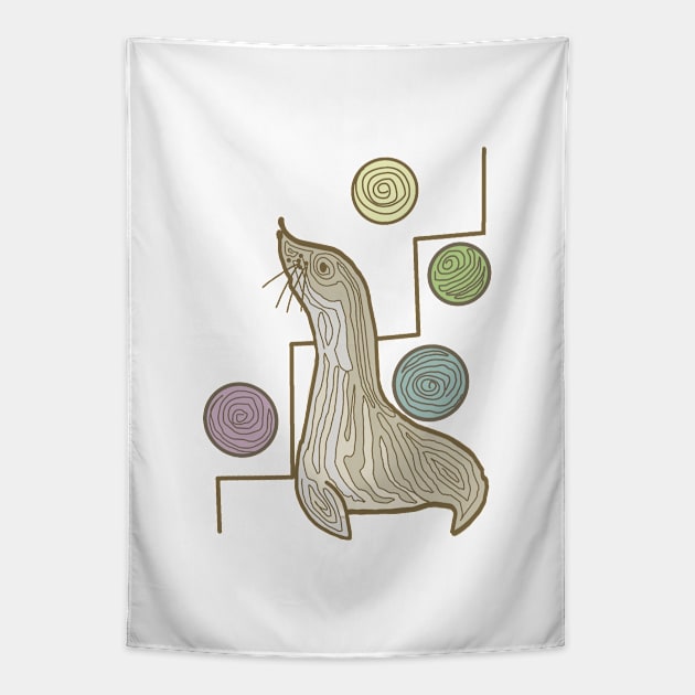 Seal Plays With Balls Tapestry by DesignTree