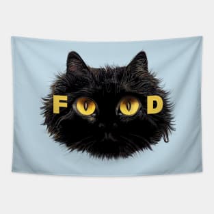 Black Cat Funny Tee, Food Fluffy Black Kitten Mainecoone, Hungry Chonky Cat Tapestry