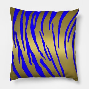 Gold Tiger Stripes Blue Pillow