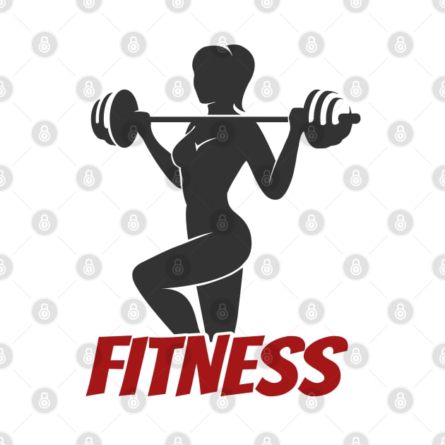 Fitness Girl with barbell illustration by devaleta