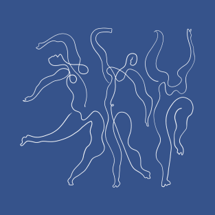 Picasso Line Art - Dancers Blue Background T-Shirt