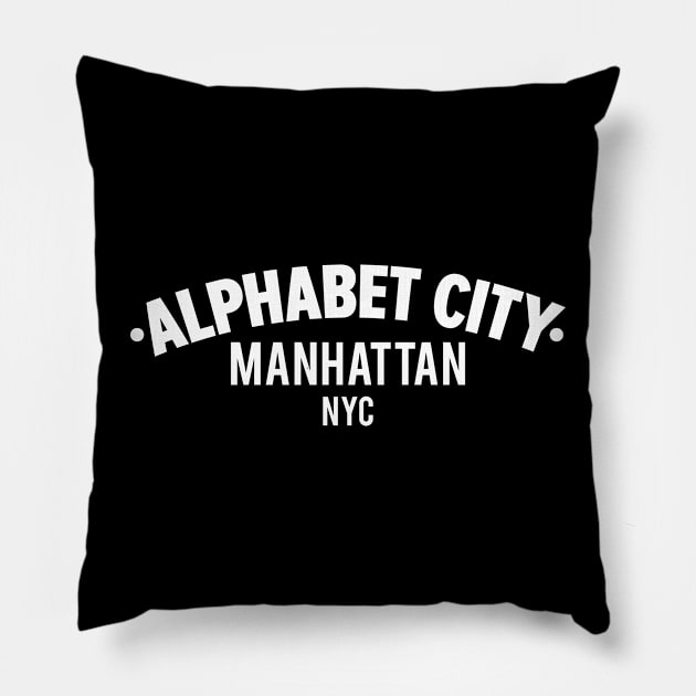 Alphabet City Manhattan Minimal Typo Art - T-Shirt & Apparel Design Pillow by Boogosh
