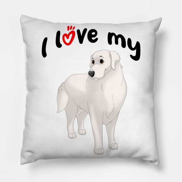 I Love My Great Pyrenees Dog Pillow by millersye
