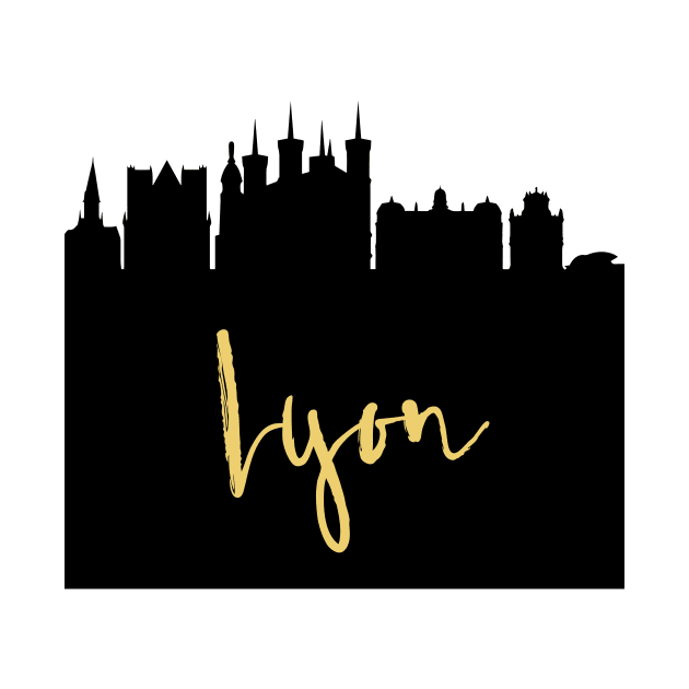 LYON FRANCE DESIGNER SILHOUETTE SKYLINE ART by deificusArt