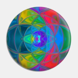 Mosaic Kaleidoscope Flower Rainbow Pin