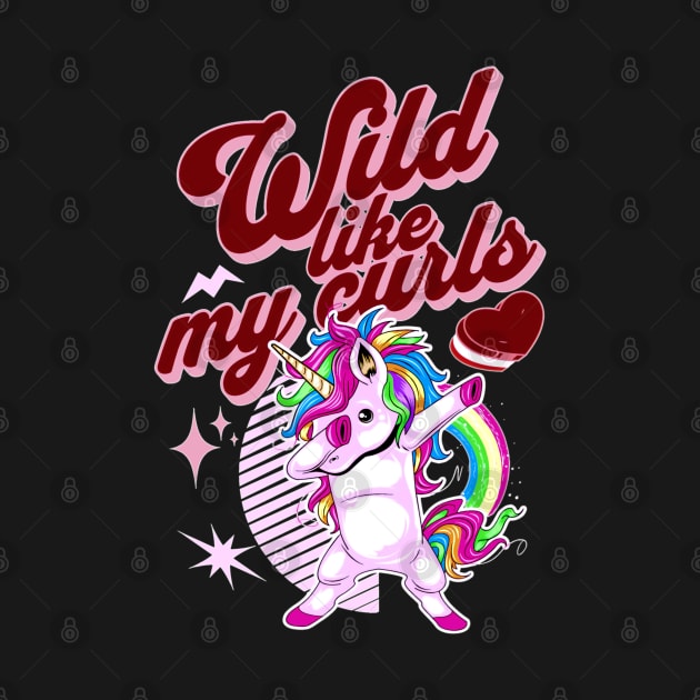 Wilds Like My Curls Toddler Cute Unicorn Curly Haired Retro by alcoshirts